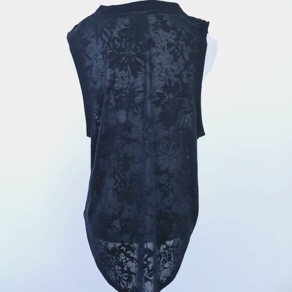 Ivy Park Beyonce Burnout Semisheer Black Oversized Floral Tank Medium Sleeveless - Picture 7 of 7